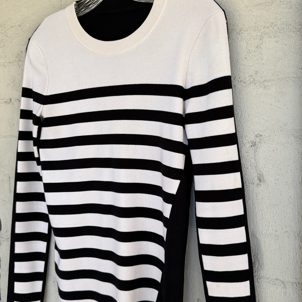 Rag & Bone Cecilee Black/Ivory Merino Wool Blend Pullover Sweater Size XS - Picture 5 of 11